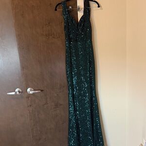 Lulu's Green Sequin Maxi Dress